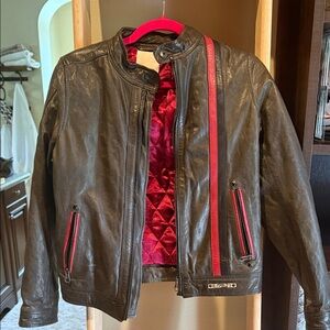 Diesel black and Red leather jacket